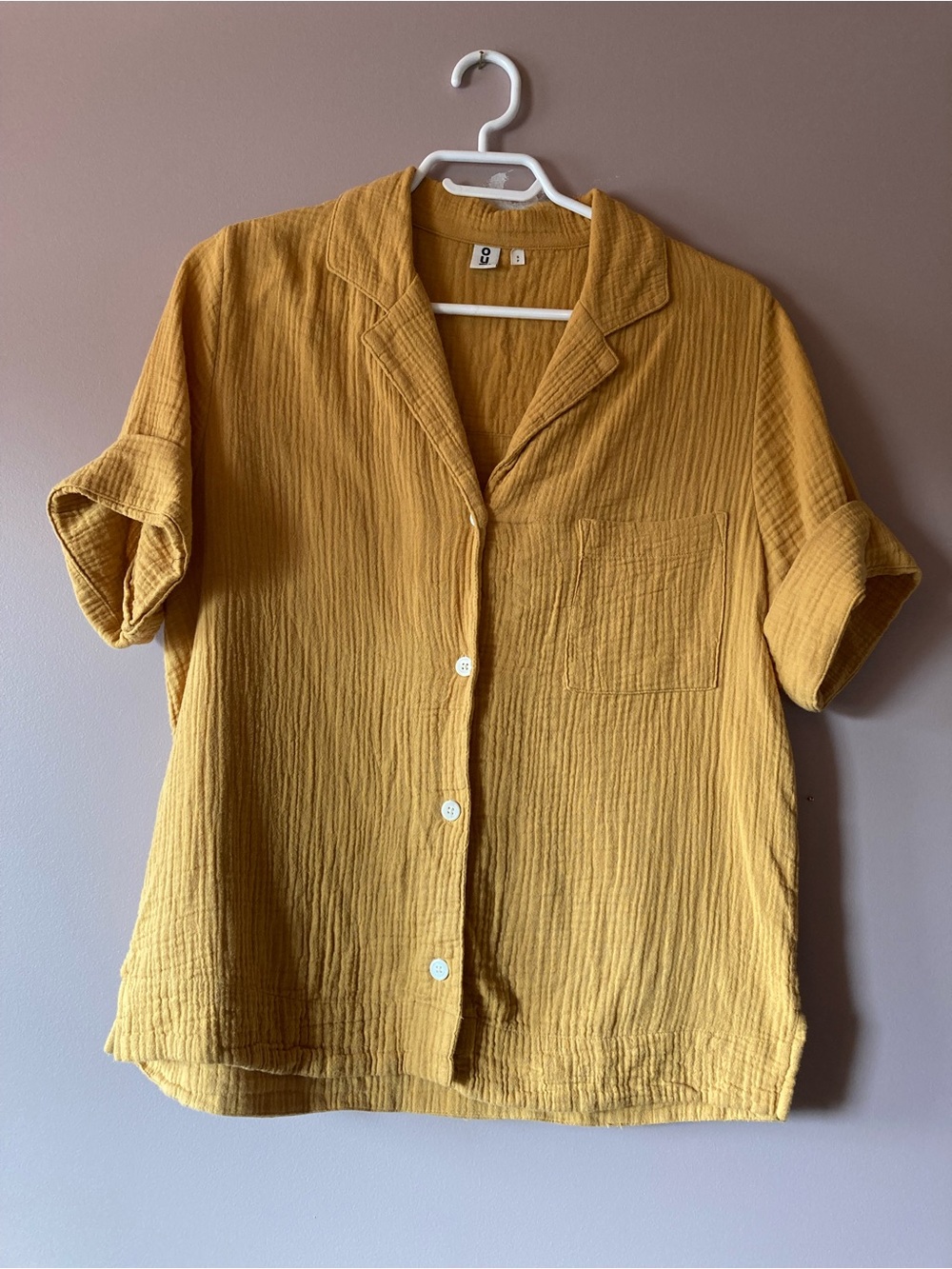 Button-Front Short Sleeve Top in Mustard by & Other Stories